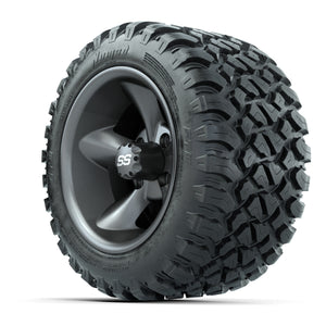 GTW® Godfather Matte Gray 12 in Wheels with 22X11-R12 Nomad Steel Belt Radial All-Terrain Tires – Full Set