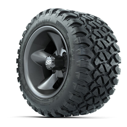 GTW® Godfather Matte Gray 12 in Wheels with 22X11-R12 Nomad Steel Belt Radial All-Terrain Tires – Full Set