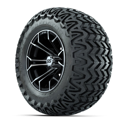 Set of 4 GTW Spyder Black and Machined Wheels with Predator A-T Tires - 12 Inch