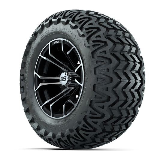 Set of 4 GTW Spyder Black and Machined Wheels with Predator A-T Tires - 12 Inch
