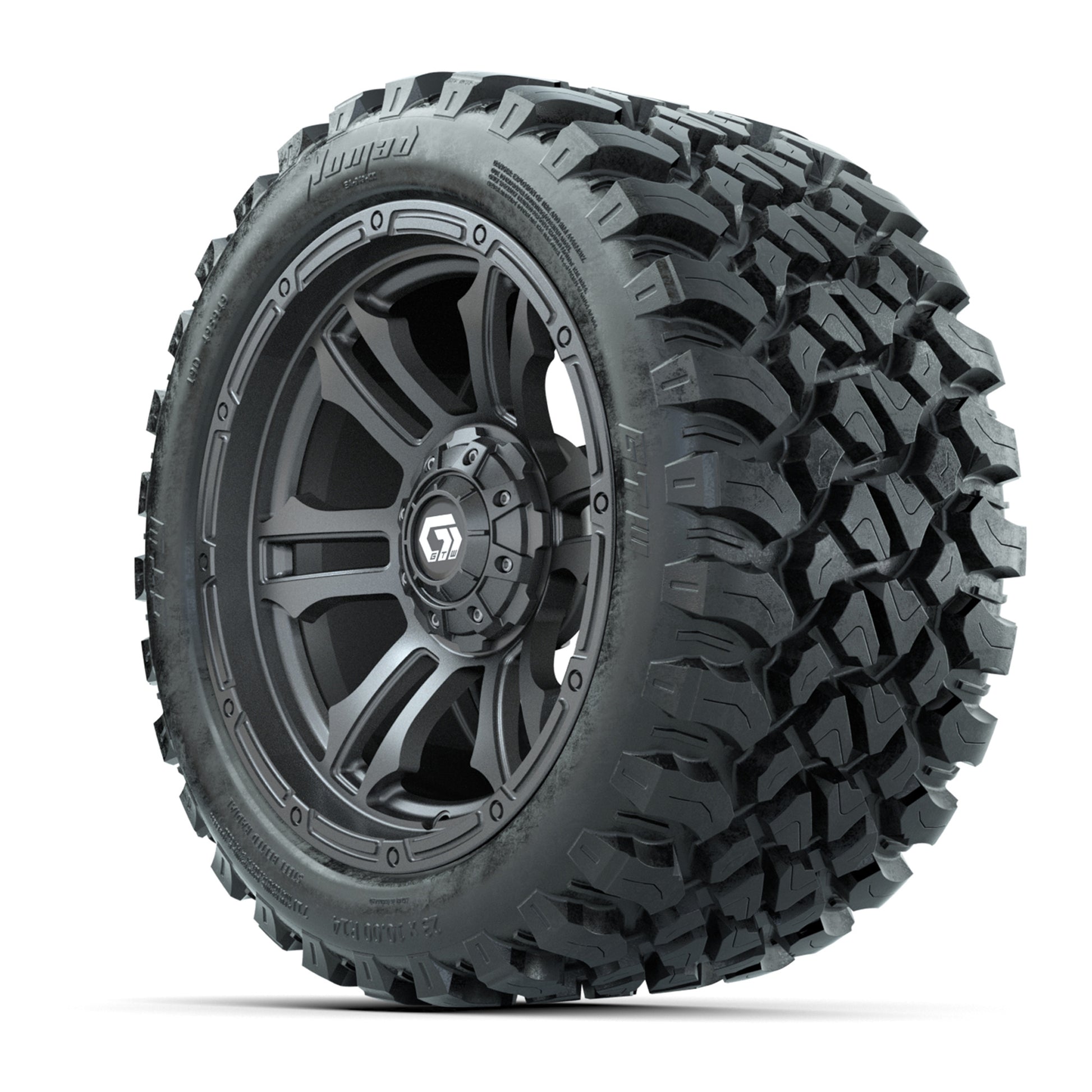 GTW® Shogun Gunmetal 14 in Wheels with 23X10-R14 Nomad Steel - 3/4 view