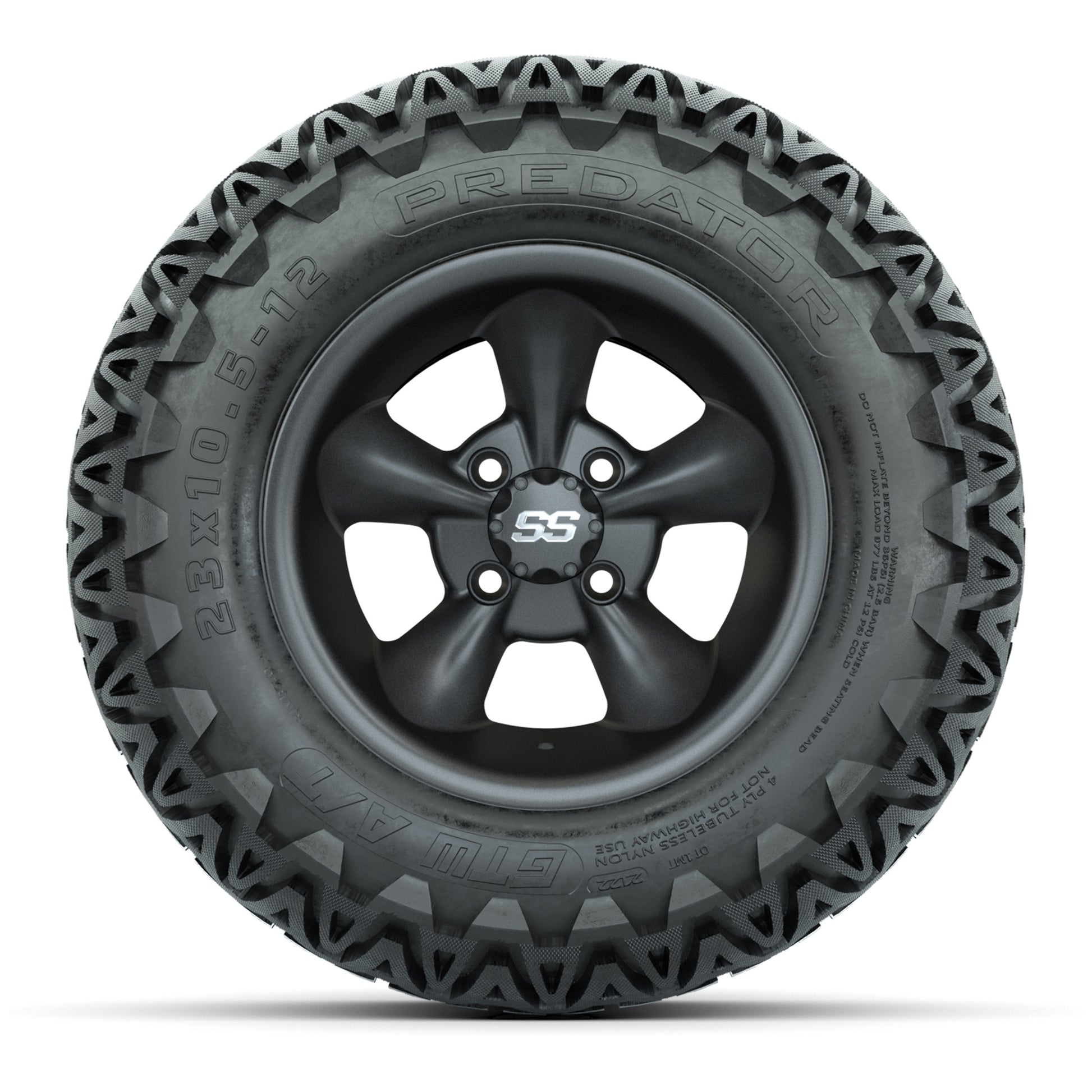 GTW® Godfather Matte Gray 12 in Wheels with 23X10.5-12 Predator All-Terrain Tires – Full Set