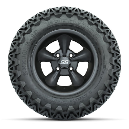 GTW® Godfather Matte Gray 12 in Wheels with 23X10.5-12 Predator All-Terrain Tires – Full Set