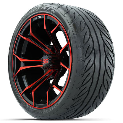 GTW 15 inch Spyder red and black wheels with Fusion street tires - Set of Four