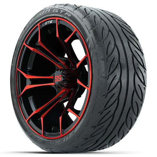 GTW 15 inch Spyder red and black wheels with Fusion street tires - Set of Four