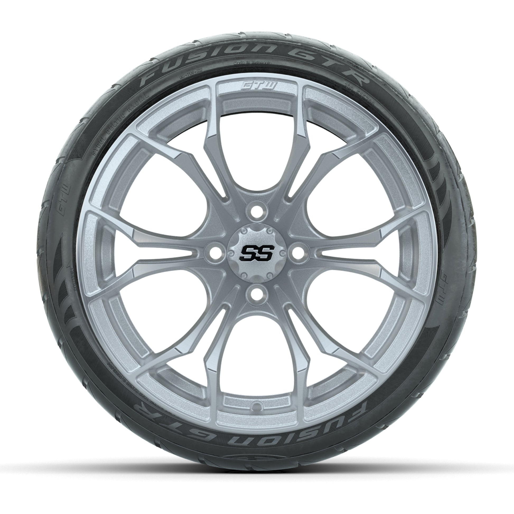 GTW Spyder Silver Brush 15 in Wheels with 215/40-R15 Fusion  - front view