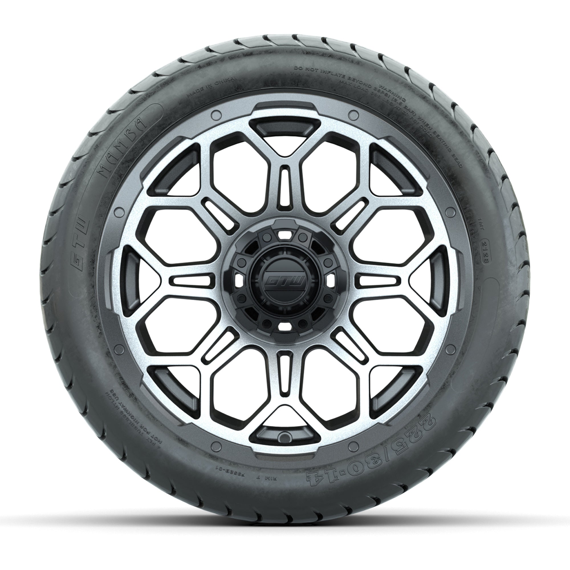 Set of (4) 14 in GTW Bravo Wheels with 225/30-14 Mamba Stree - 3/4 view