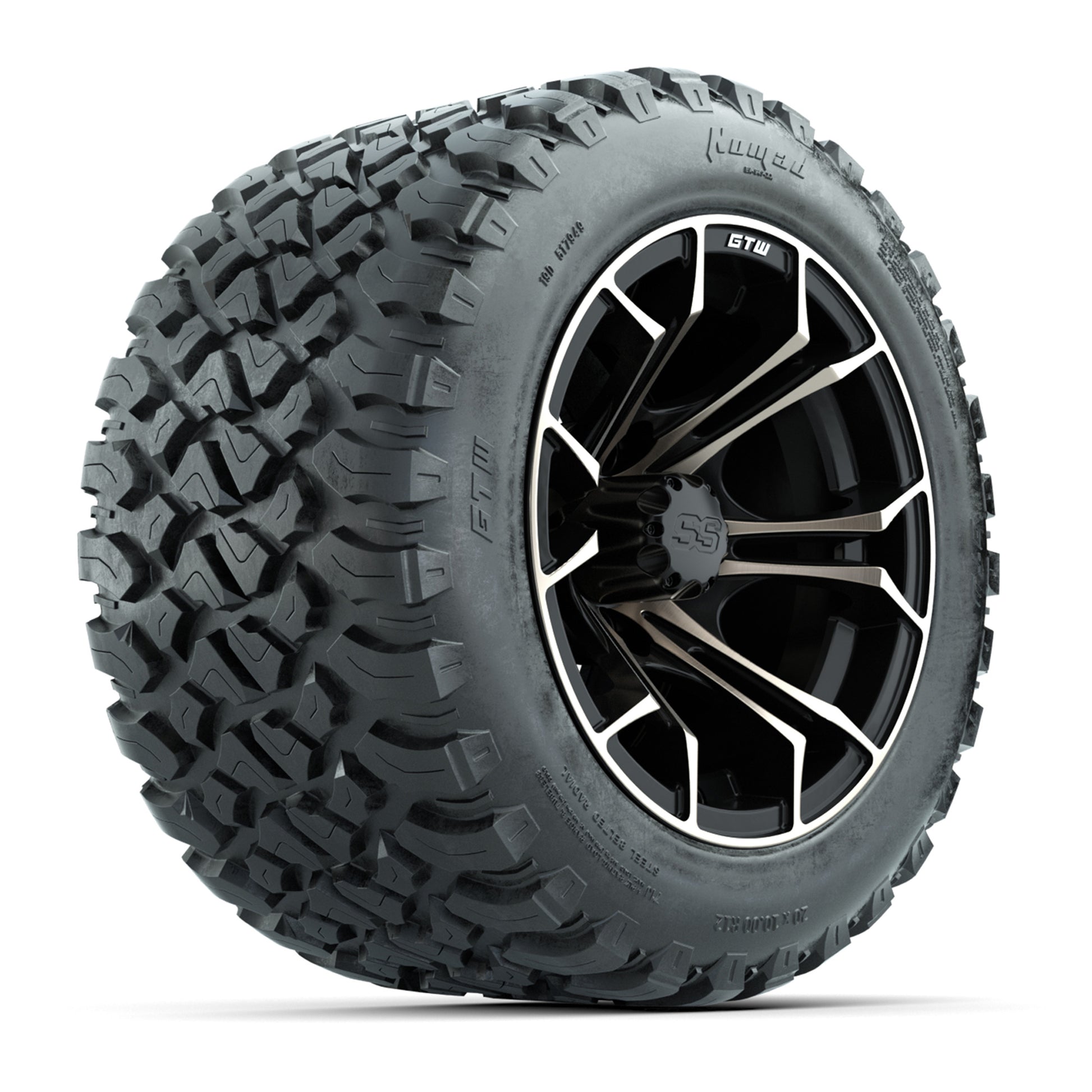 GTW® Spyder Matte Black/Bronze 12 in Wheels with 20X10-12 Nomad Steel Belt Radial All-Terrain Tires – Full Set