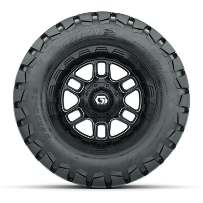 GTW® Titan Black/Machined 12 in Wheels with 22X10-12 Timberwolf All-Terrain Tires – Full Set