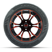 GTW® Spyder Black/Red 14 in Wheels with 255/45-R14 Fusion GT - front view