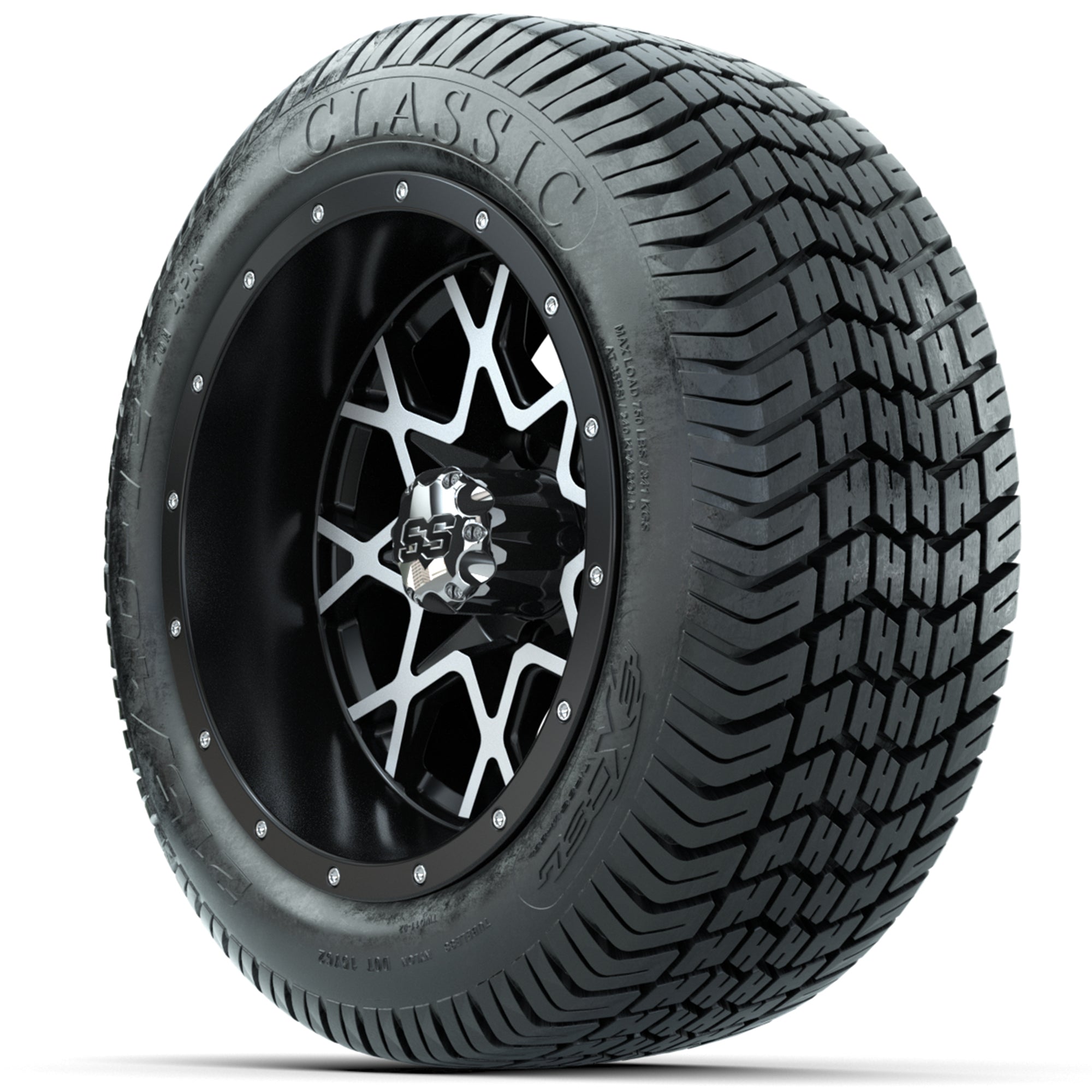 Set of (4) 12 in GTW Vortex Wheels with 215/40-12 Excel Classic Street Tires