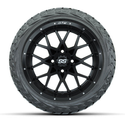 GTW Vortex Matte Black 14 in Wheels with 23x10.00-R14 Maveri - front view