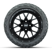 GTW Vortex Matte Black 14 in Wheels with 23x10.00-R14 Maveri - front view