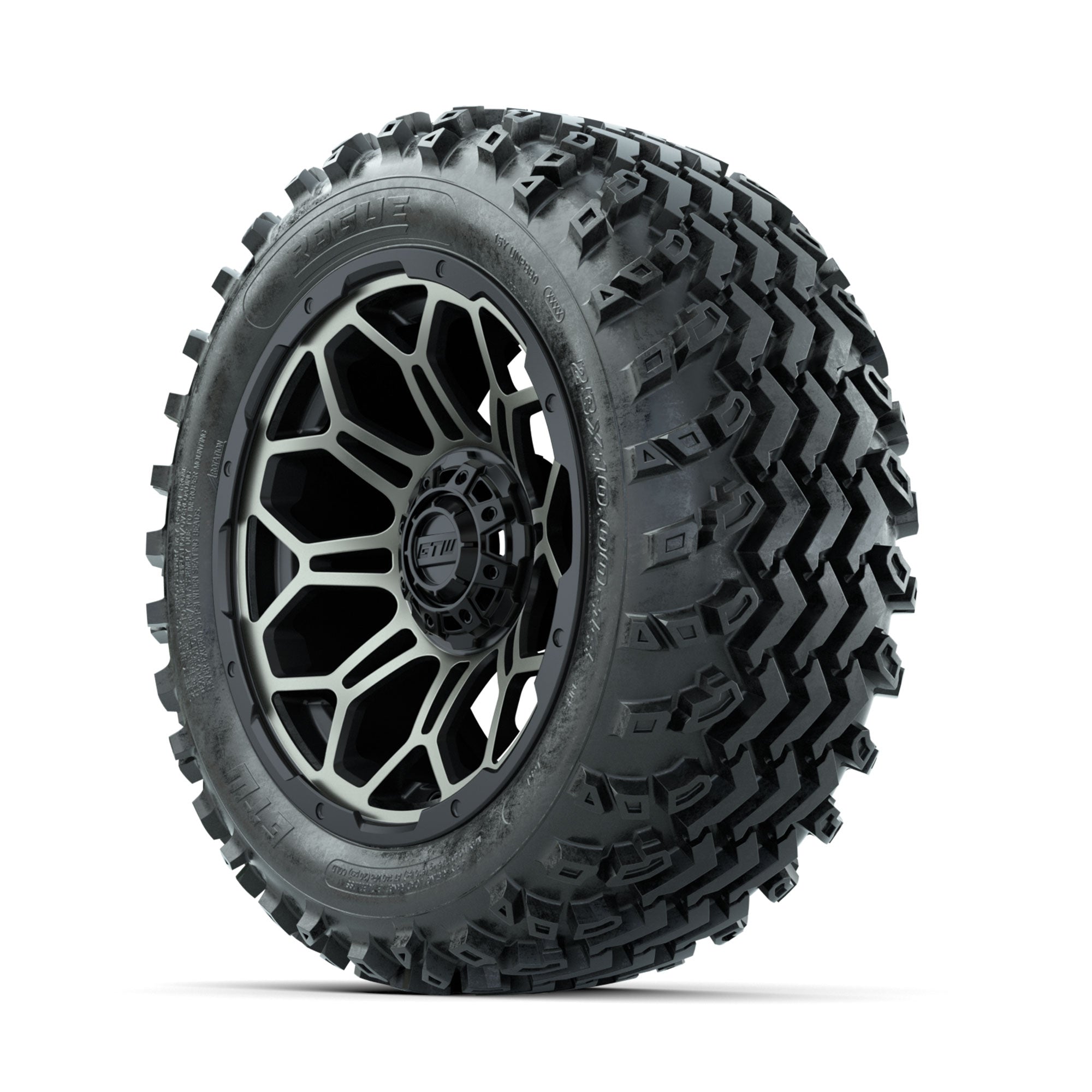 GTW Bravo Bronze/Black 14 in Wheels with 23x10.00-14 Rogue A - 3/4 view