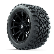 GTW® Diablo Gloss Black/Machined 14 in Wheels with 23X10-R14 - 3/4 view