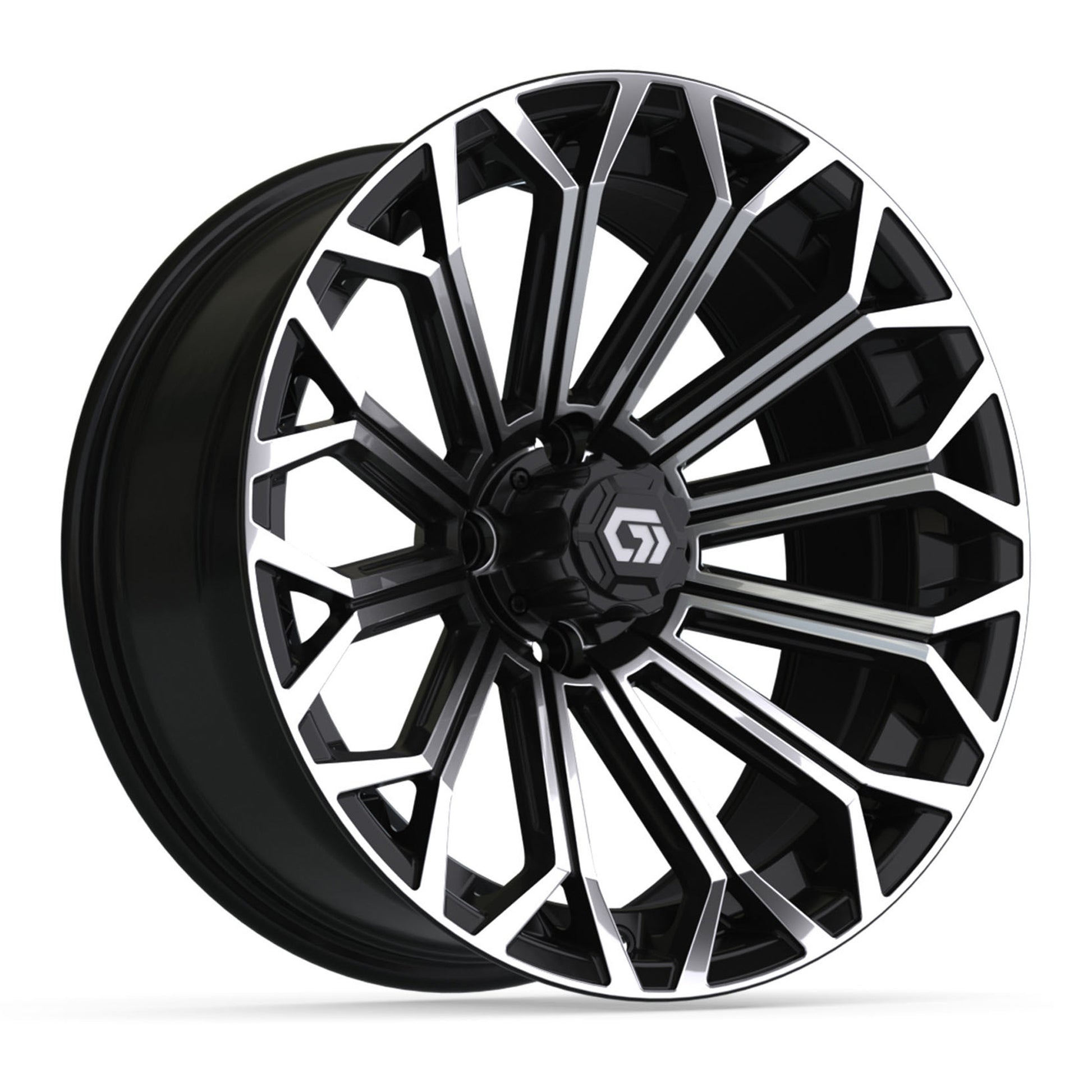 Phantom 16 inch GTW golf cart wheel - Black / Machined