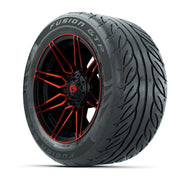 GTW® Stealth Red/Machined 14 in Wheels with 255/45-R14 Fusio - 3/4 view