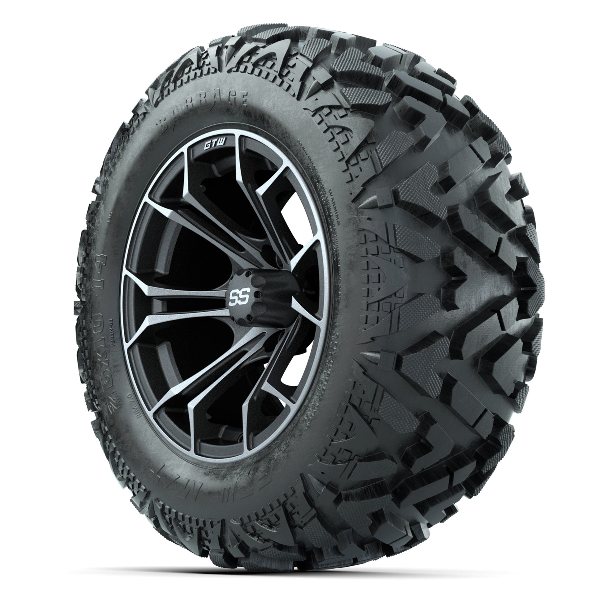 GTW Spyder Matte Gray/Machined 14 in Wheels with 25x10-14 Ba - 3/4 view