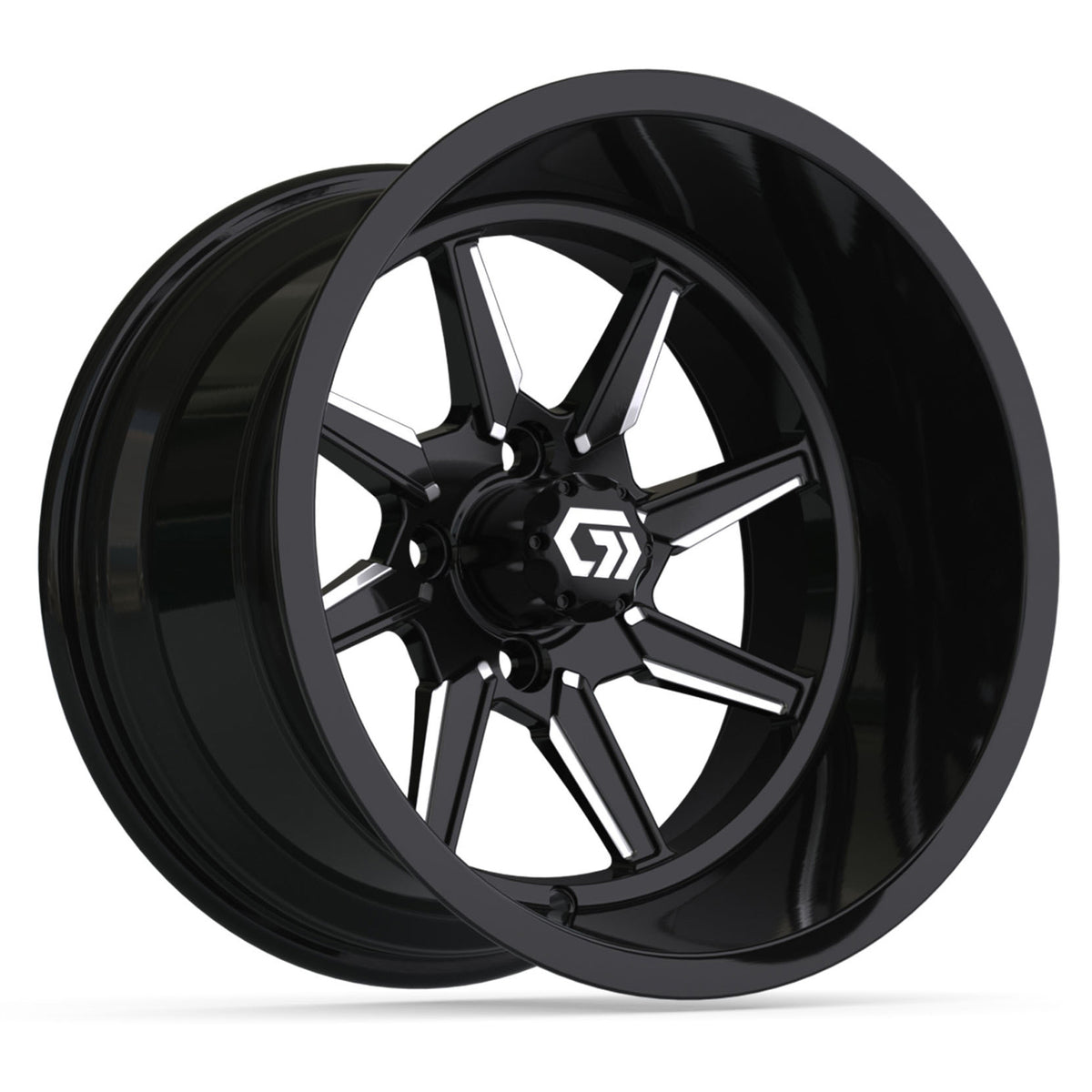 Reaper Ultra-Wide 15 inch GTW golf cart wheel - Black / Silver