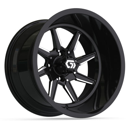 Reaper Ultra-Wide 15 inch GTW golf cart wheel - Black / Silver