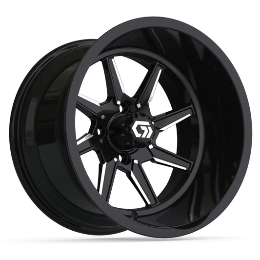 Reaper Ultra-Wide 15 inch GTW golf cart wheel - Black / Silver