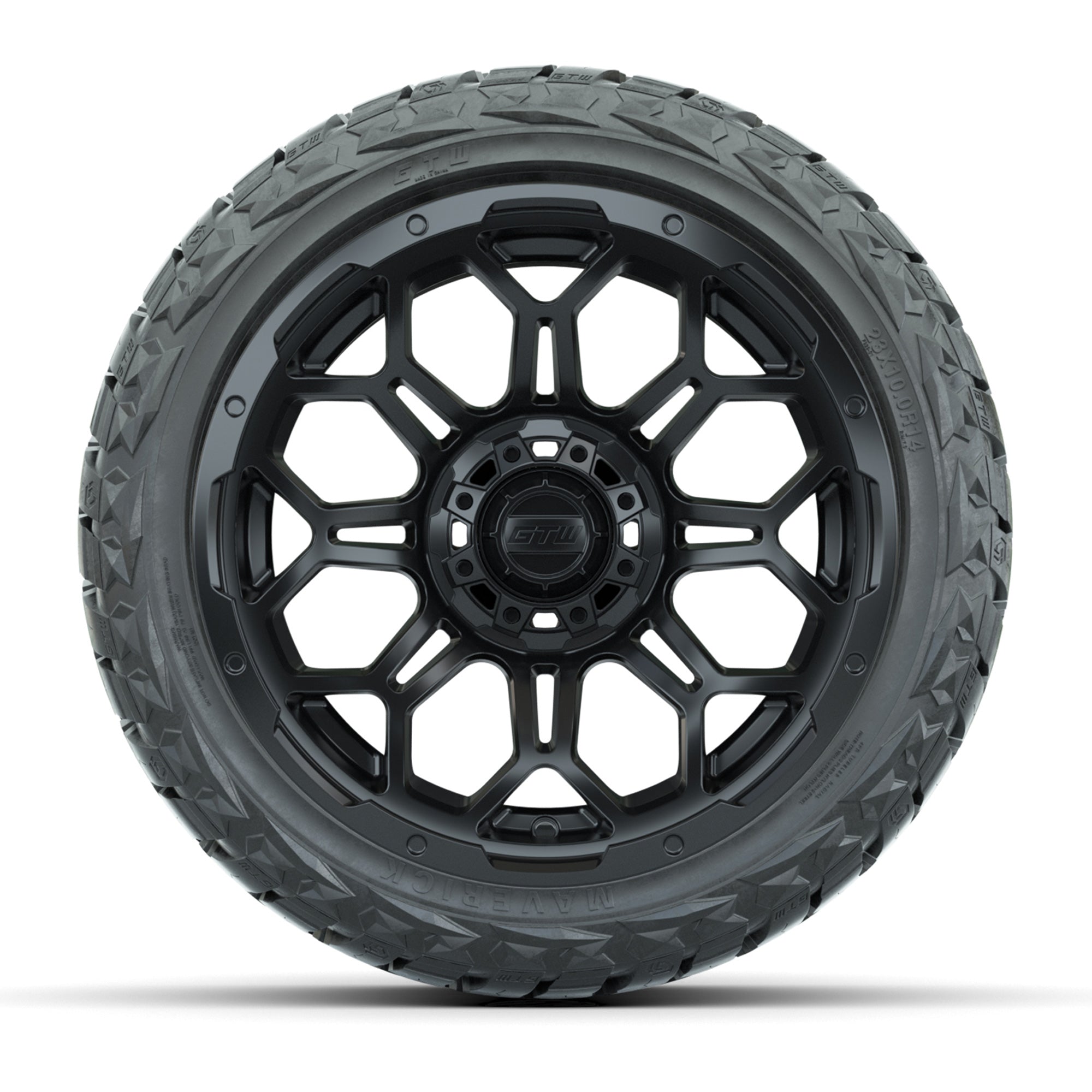 GTW Bravo Matte Black 14 in Wheels with 23x10.00-R14 Maveric - 3/4 view