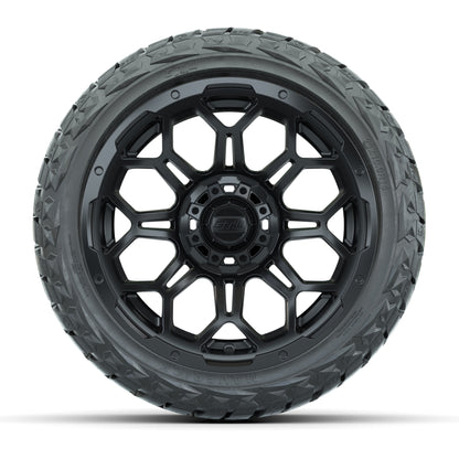 GTW Bravo Matte Black 14 in Wheels with 23x10.00-R14 Maveric - front view