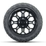 GTW Bravo Matte Black 14 in Wheels with 23x10.00-R14 Maveric - front view