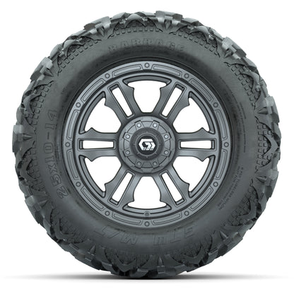 GTW Shogun Gunmetal 14 in Wheels with 25x10-14 Barrage Mud T - front view