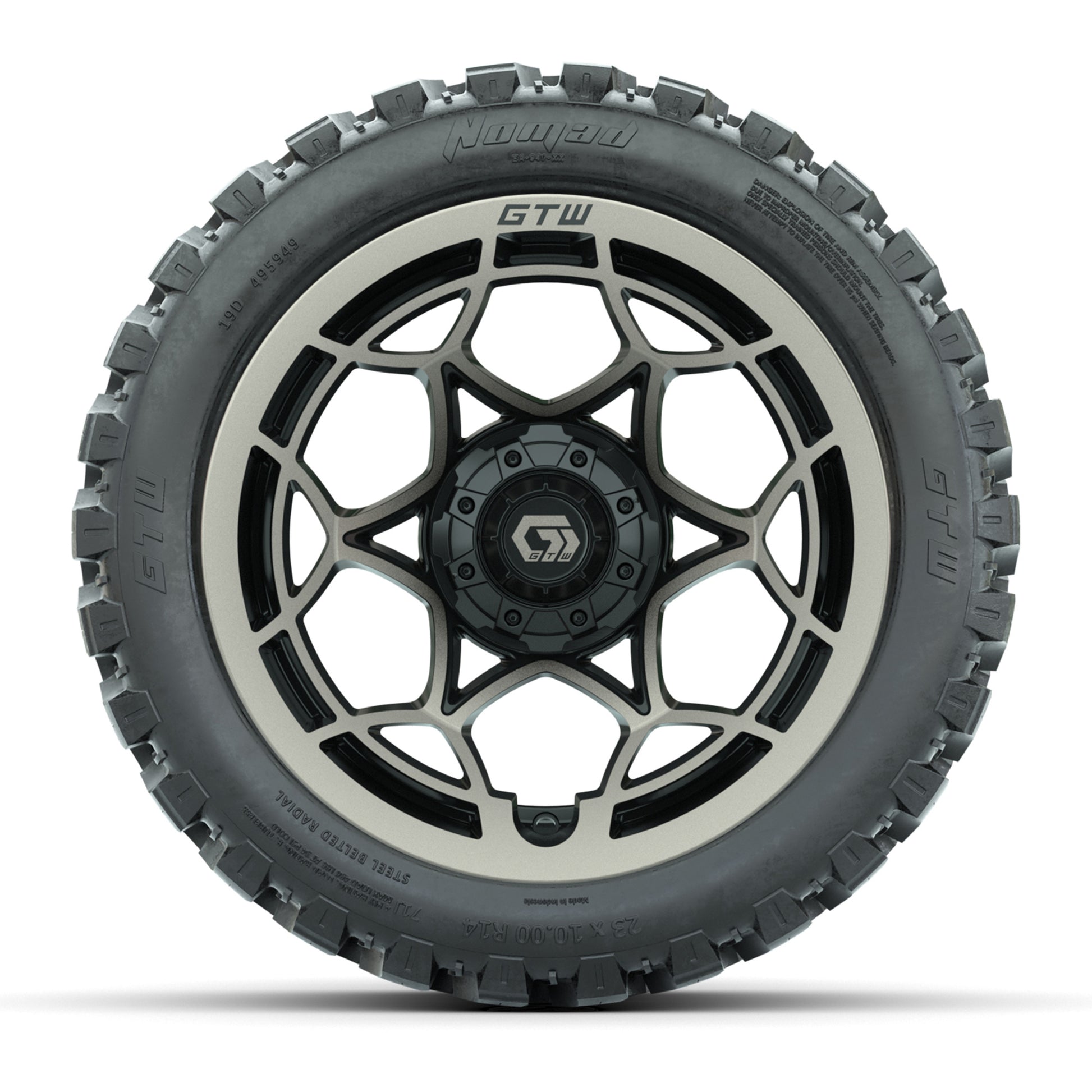 GTW® Nexus Black with Bronze Face 14 in Wheels with 23X10-R1 - front view