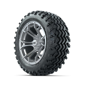 GTW® Spyder Silver Brush 14 in Wheels with 23X10.00-14 Rogue - 3/4 view