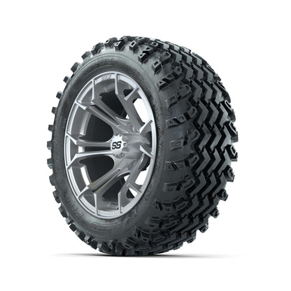 GTW® Spyder Silver Brush 14 in Wheels with 23X10.00-14 Rogue - 3/4 view