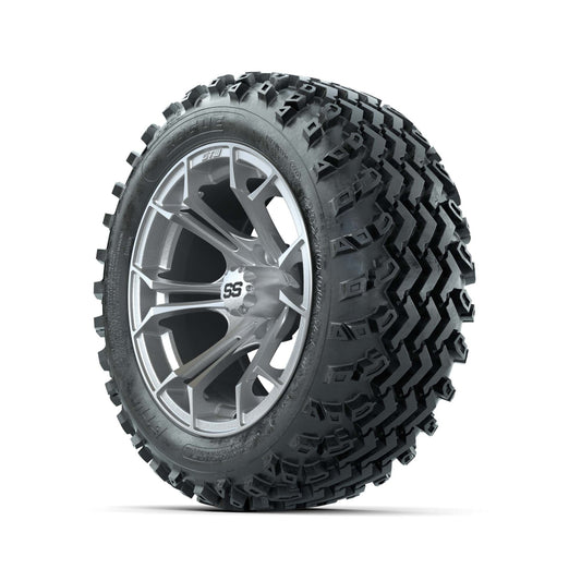 GTW® Spyder Silver Brush 14 in Wheels with 23X10.00-14 Rogue - 3/4 view
