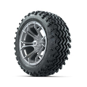 GTW® Spyder Silver Brush 14 in Wheels with 23X10.00-14 Rogue - 3/4 view