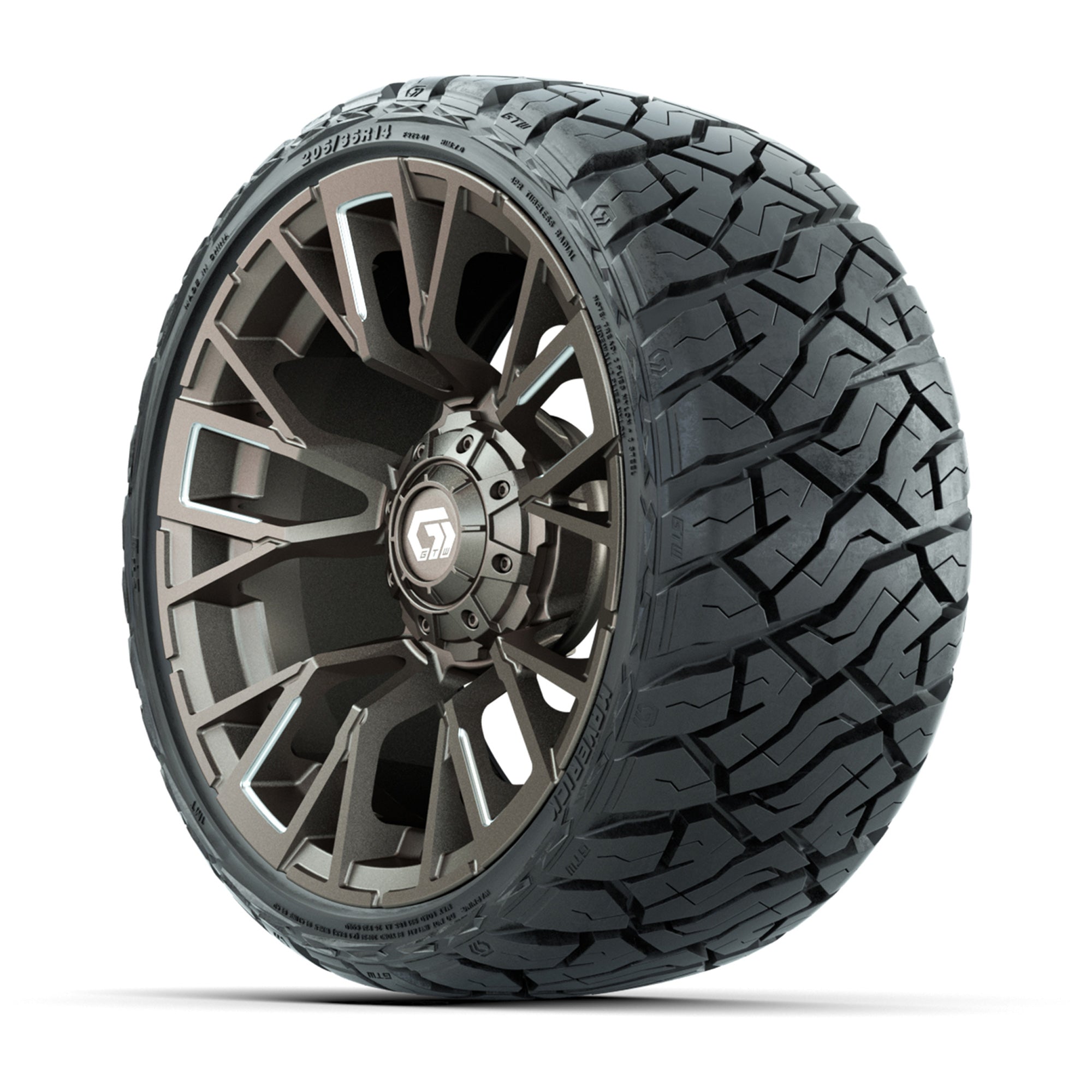 GTW Vandal Satin Bronze/Machined 14 in Wheels with 205/35-R1 - 3/4 view