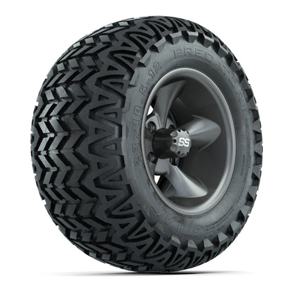 GTW® Godfather Matte Gray 12 in Wheels with 23X10.5-12 Predator All-Terrain Tires – Full Set