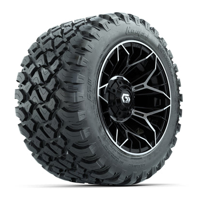 Set of (4) 12 in GTW® Stellar Machined & Black Wheels with 22x11-R12 Nomad All-Terrain Tires