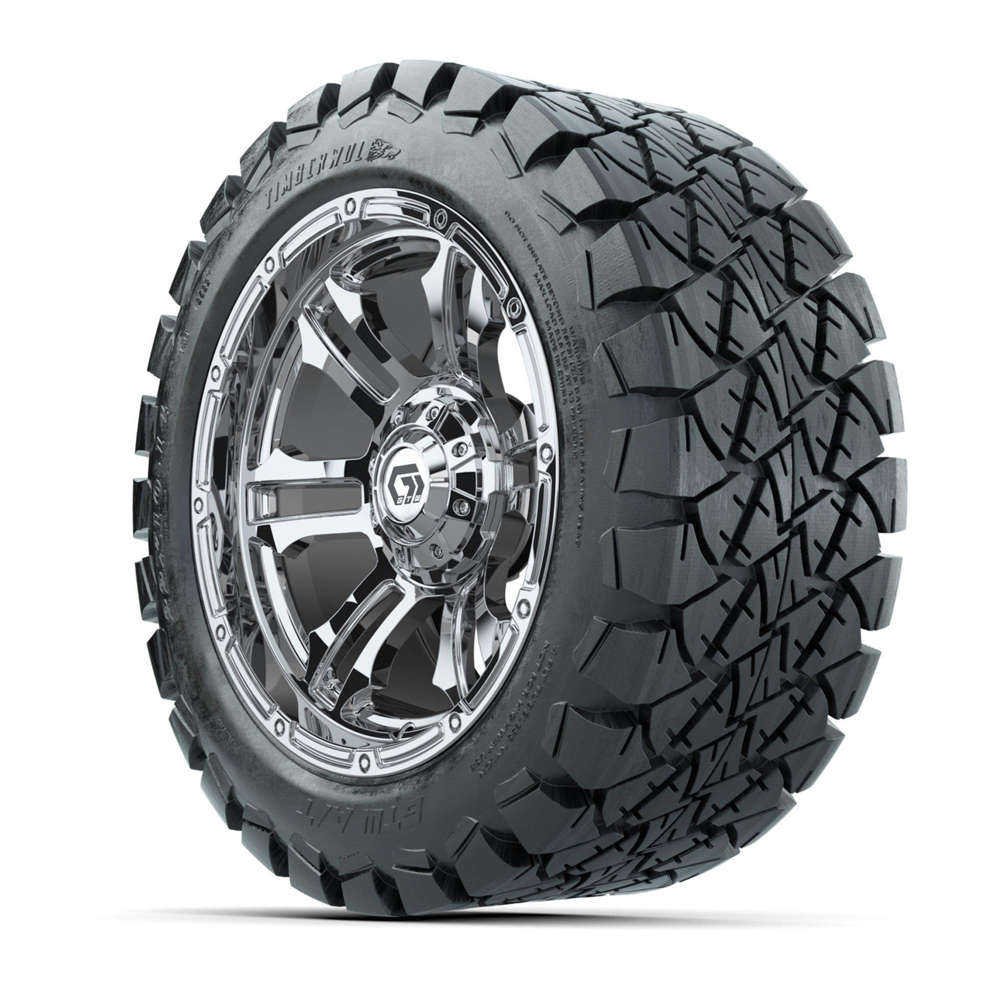 GTW® Shogun Chrome 14 in Wheels with 22x10-14 Timberwolf All - 3/4 view