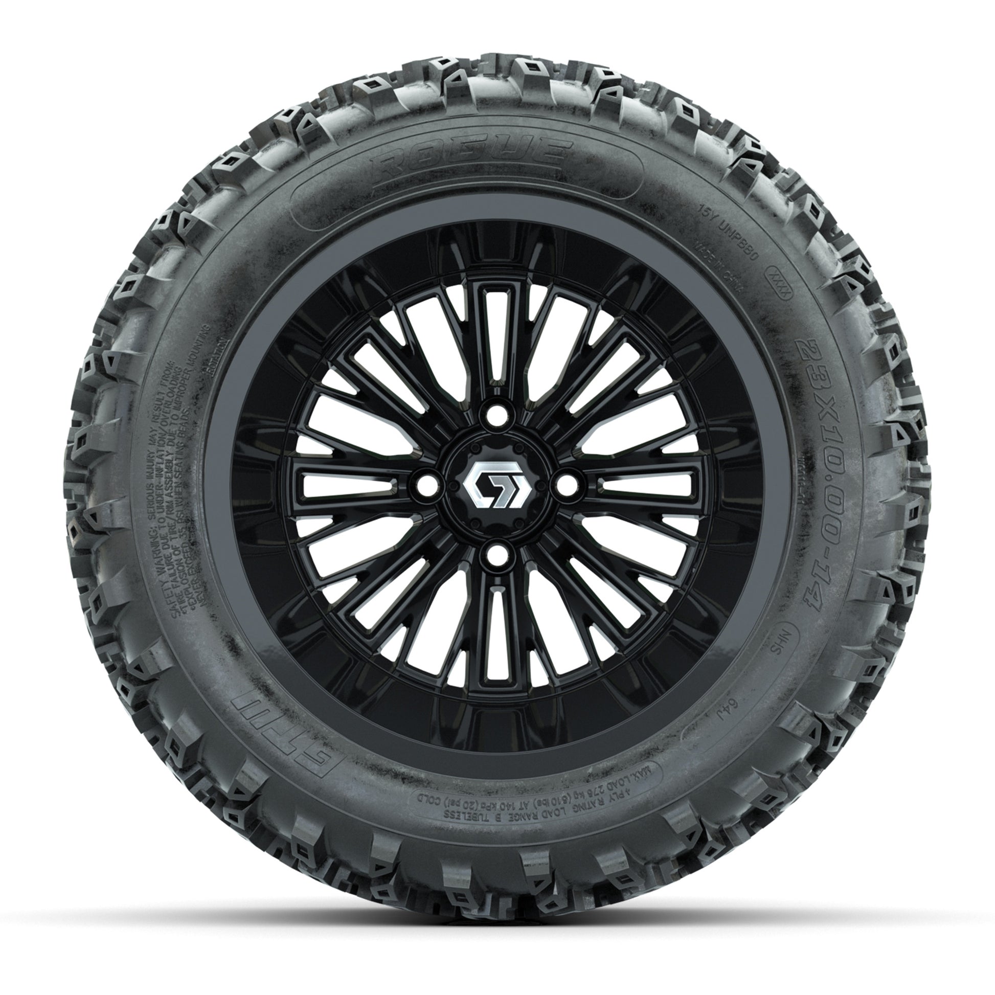 GTW Viper Gloss Black 14 in Wheels with 23X10-R14 Rogue All-Terrain Tires – Full Set