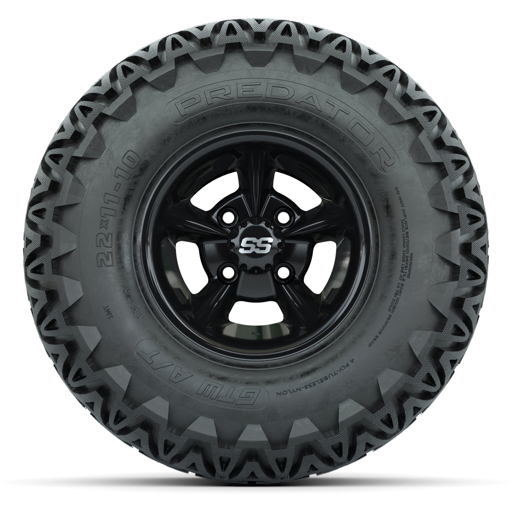 GTW Godfather Black 10 in Wheels with 22x11-10 Predator All-Terrain Tires – Full Set