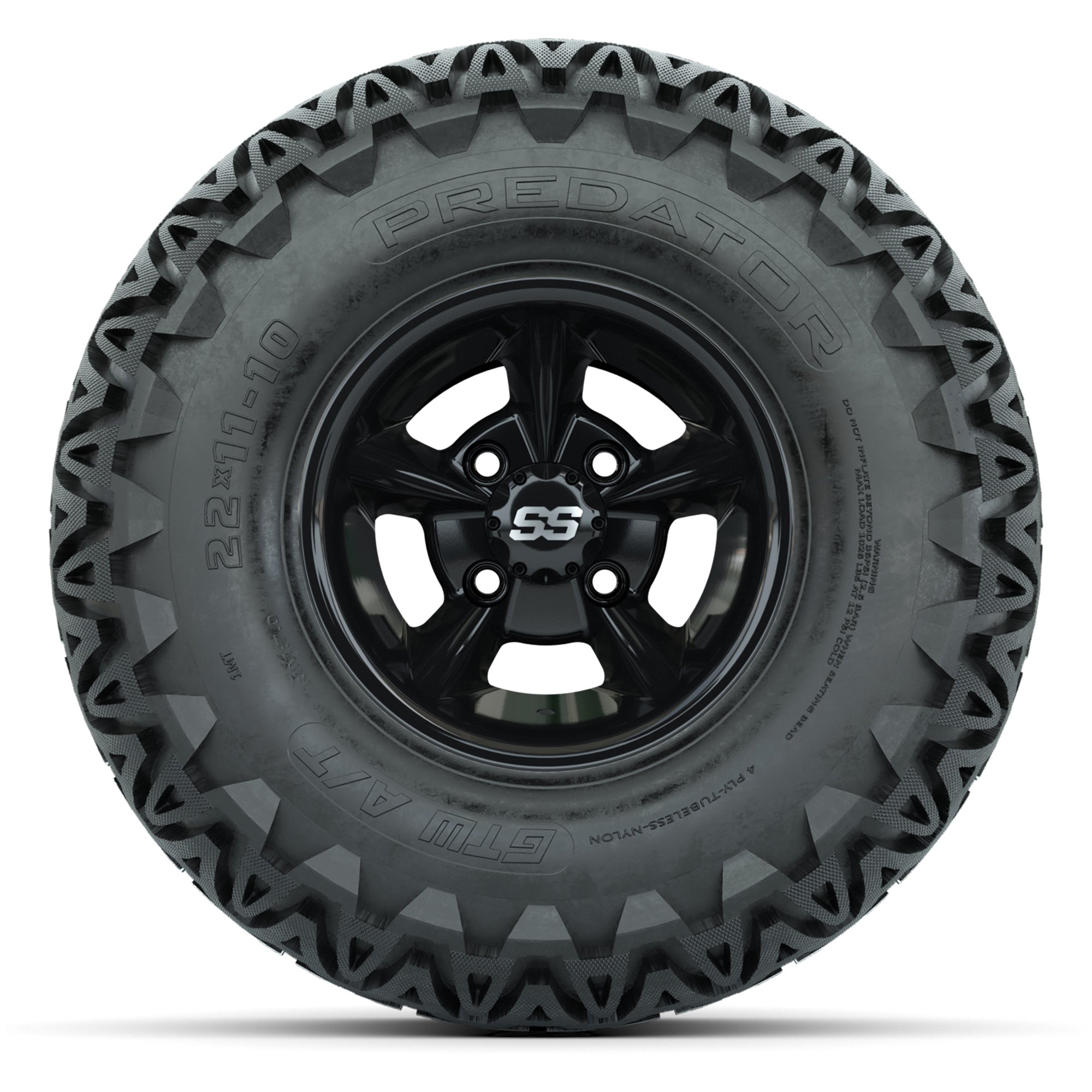 GTW Godfather Black 10 in Wheels with 22x11-10 Predator All-Terrain Tires – Full Set