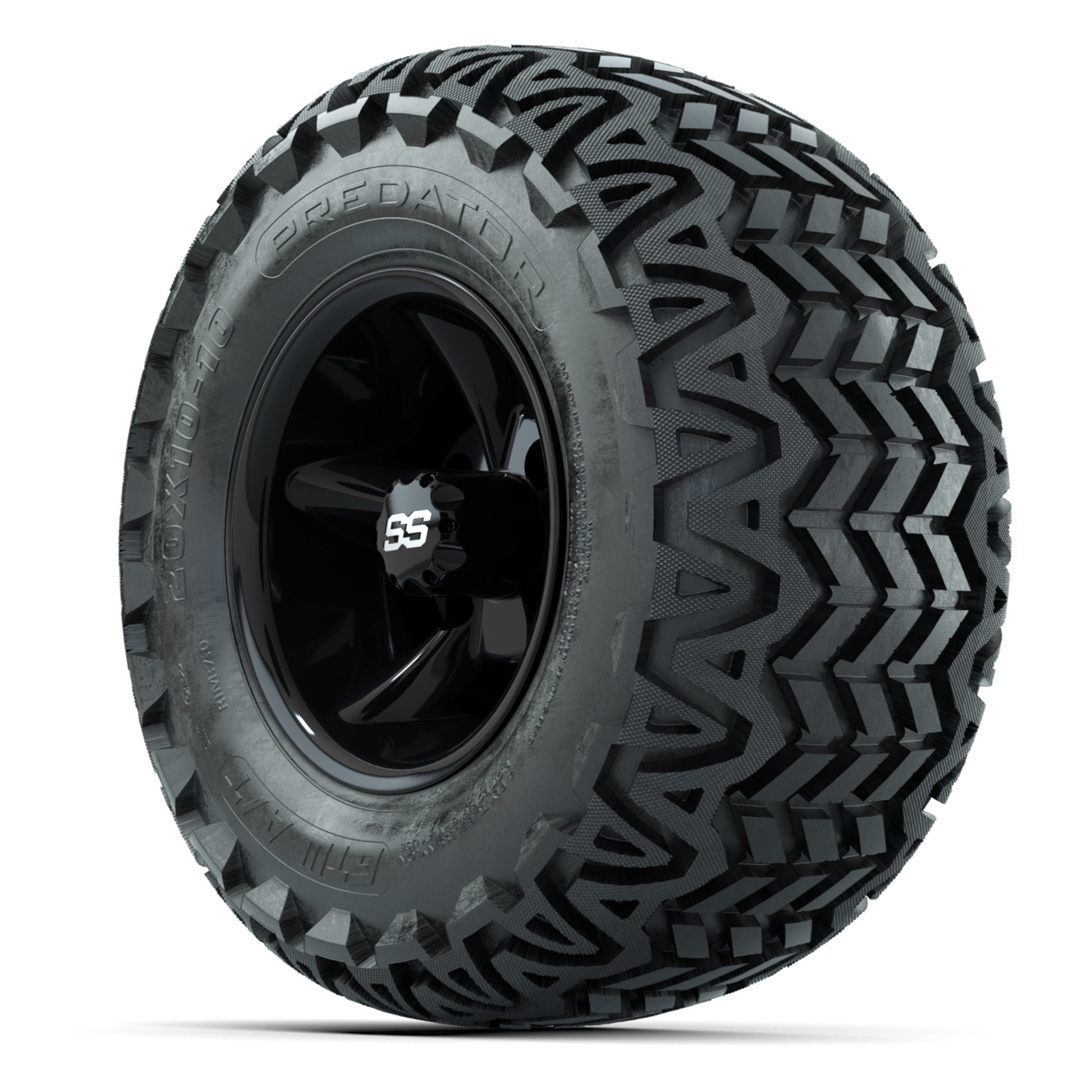 GTW Godfather Black 10 in Wheels with 20x10-10 Predator All-Terrain Tires – Full Set