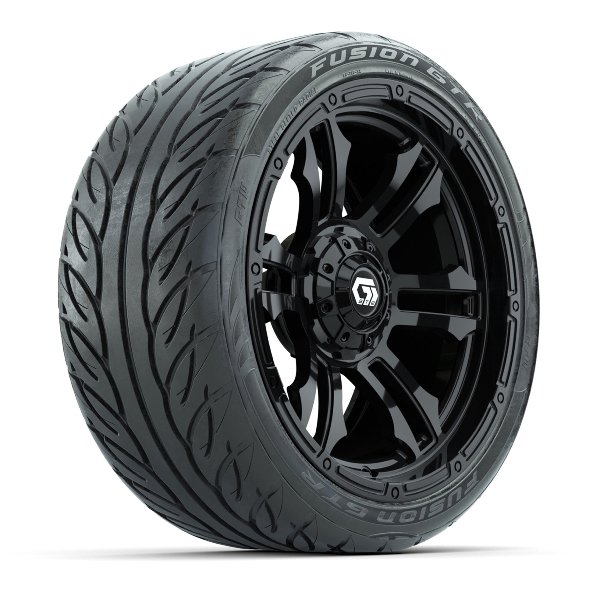 GTW® Shogun Gloss Black 15 in Wheels with 215/40-R15 Fusion GTR Steel Belted Street Tires – Full Set