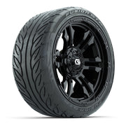 GTW® Shogun Gloss Black 15 in Wheels with 215/40-R15 Fusion GTR Steel Belted Street Tires – Full Set