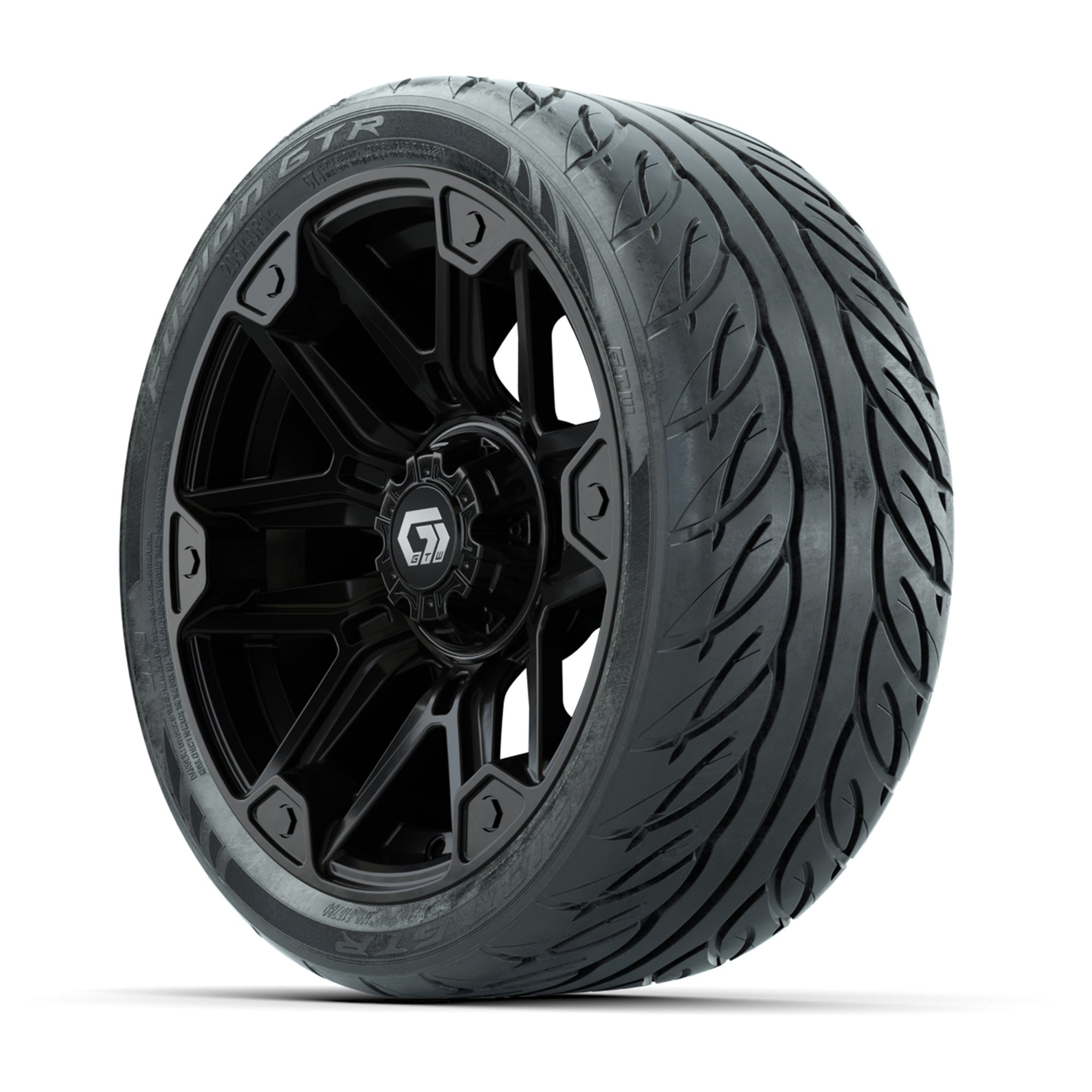 GTW® Graffiti Gloss Black 14 in Wheels with 205/40-R14 Fusio - 3/4 view