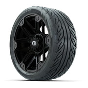 GTW® Graffiti Gloss Black 14 in Wheels with 205/40-R14 Fusio - 3/4 view