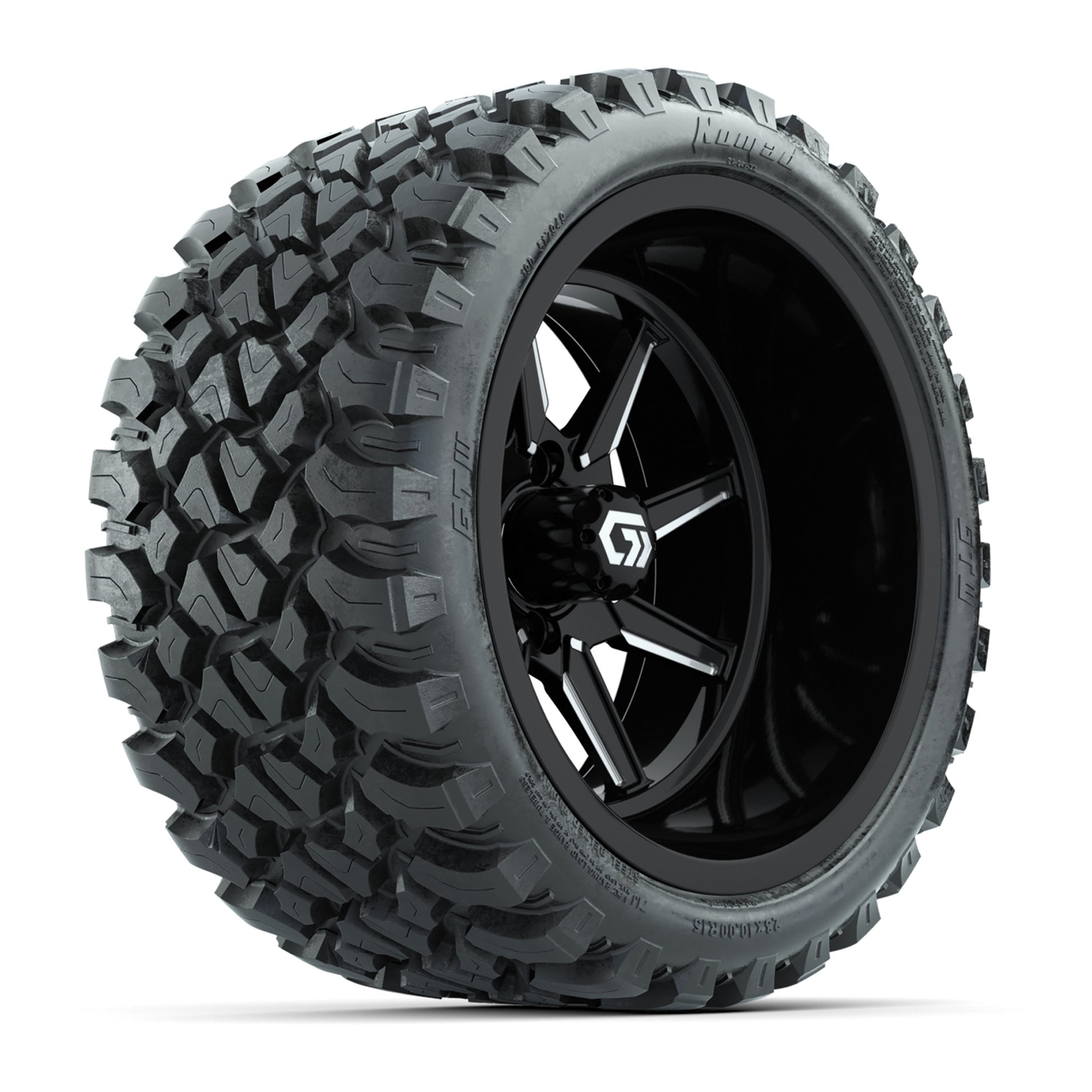 GTW Reaper Black/Machined 15 in Wheels with 23X10-R15 Nomad Steel Belted Radial All-Terrain Tires – Full Set