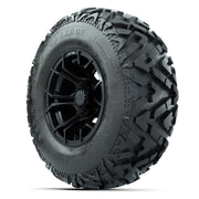 GTW® Spyder Matte Black 12 in Wheels with 25X10-12 Barrage Mud Tires – Full Set