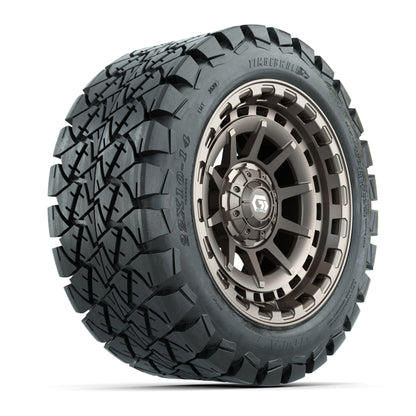 GTW® Barricade Satin Bronze 14 in Wheels with 22x10-14 Timberwolf All-Terrain Tires – Full Set
