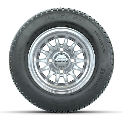 Set of 4 GTW Medusa Silver and Machined Wheels with Fusion Street Tires - 10 Inch